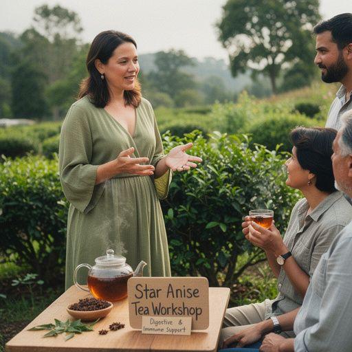 Hlavné ingrediencie čaju z hviezdicového anízu rozložené na bielom pozadí.